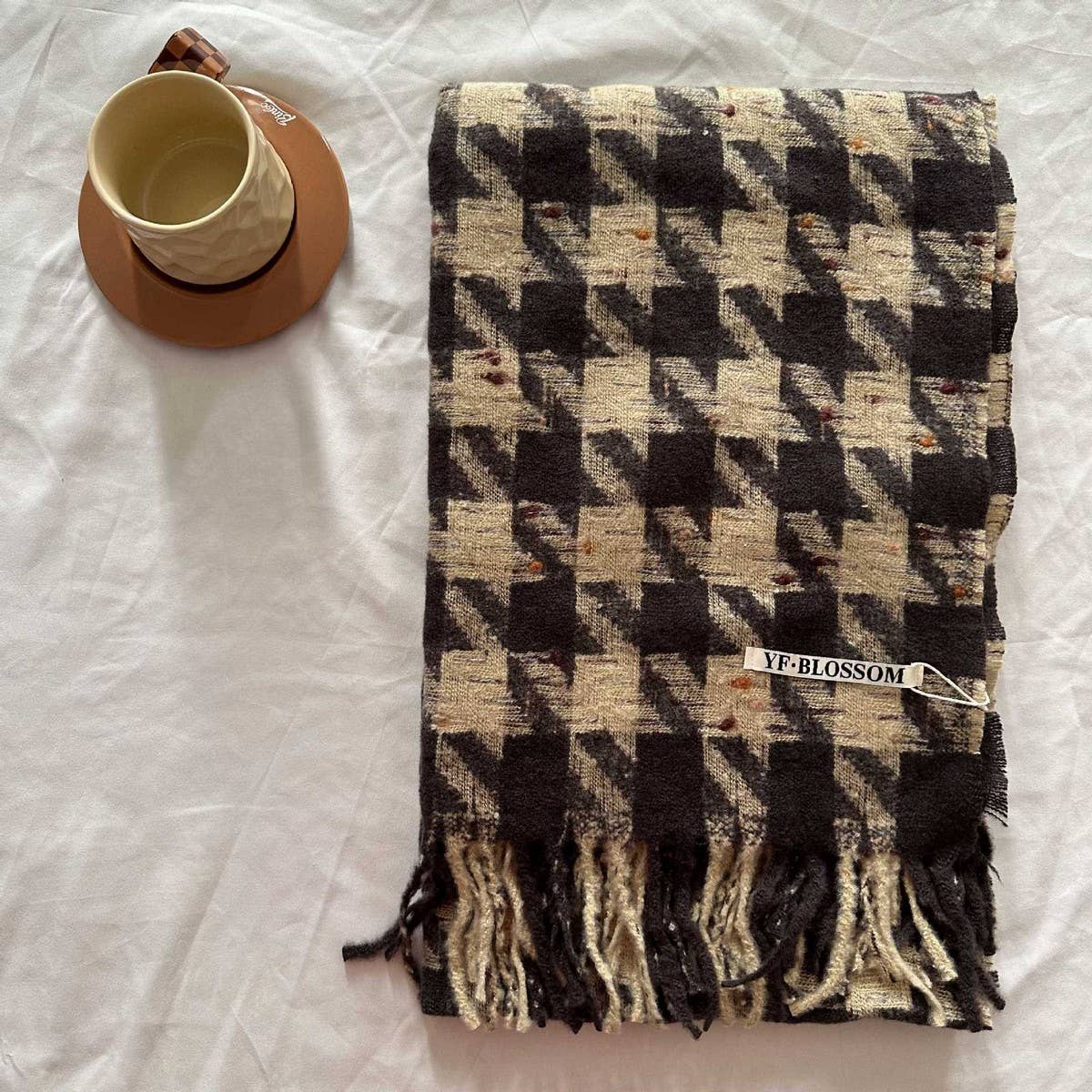 Houndstooth Scarf ? Soft Faux Cashmere Winter Wrap
