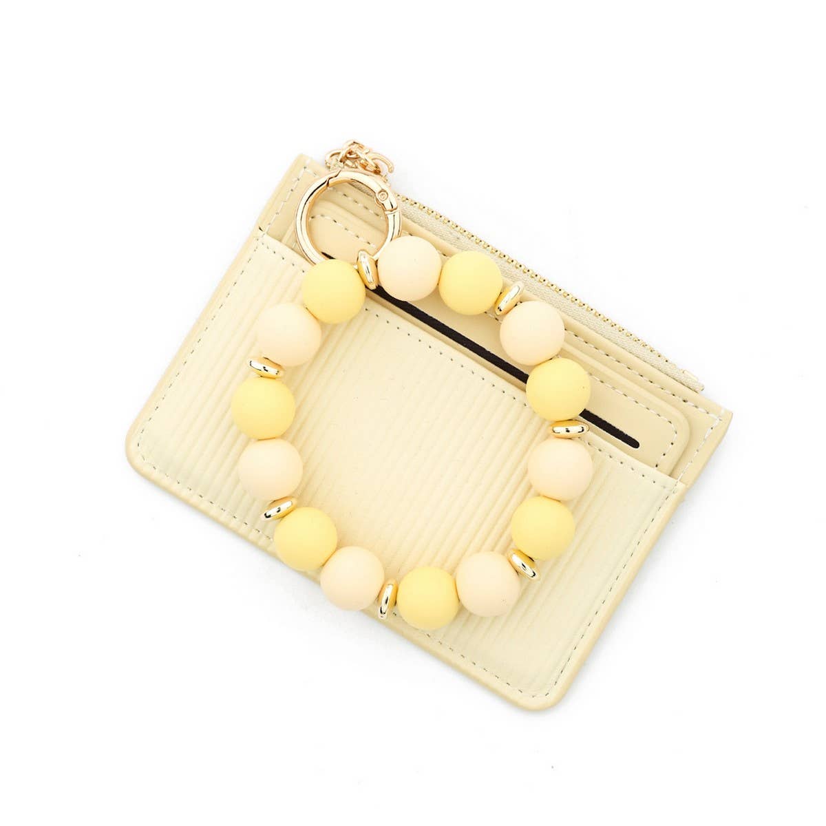 Minimalist PU Wallet with Bead Bracelet & Keychain_CWAB4957