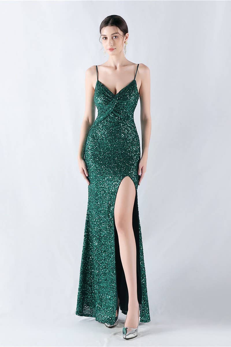 CWDMD4825_ELEGANT SEXY HIGH-SLIT SLING EVENING DRESS
