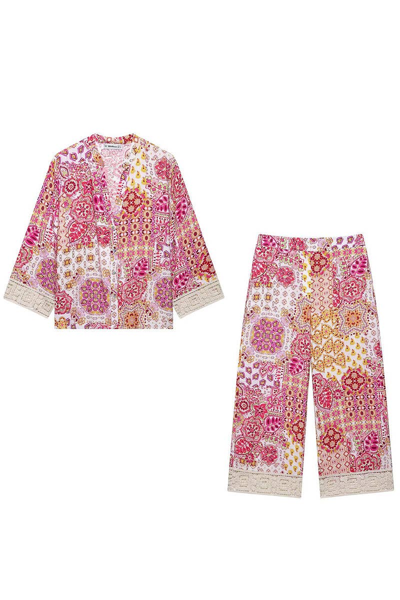 CWSBSL0165_CORDED LACE CUFFS PRINTED SHIRT AND PANTS