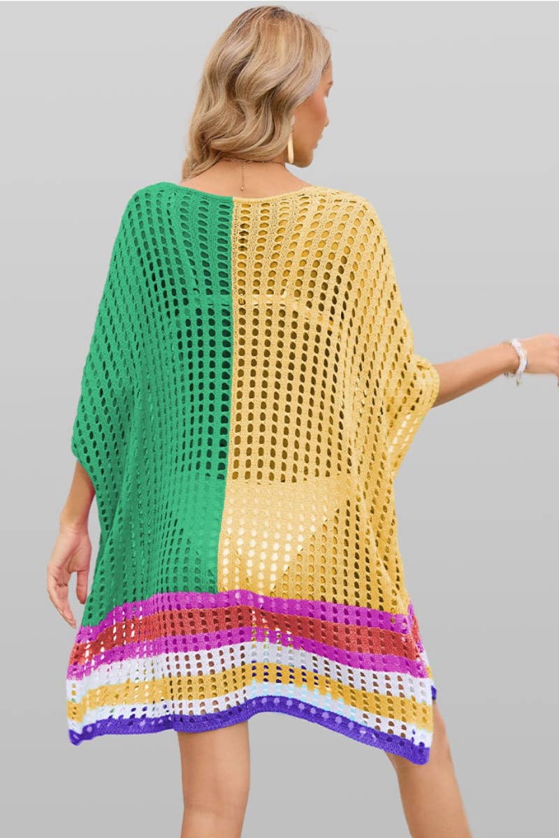 CWTBLS0760_SEXY CUT-OUT BAT-SLEEVE BEACH SMOCK