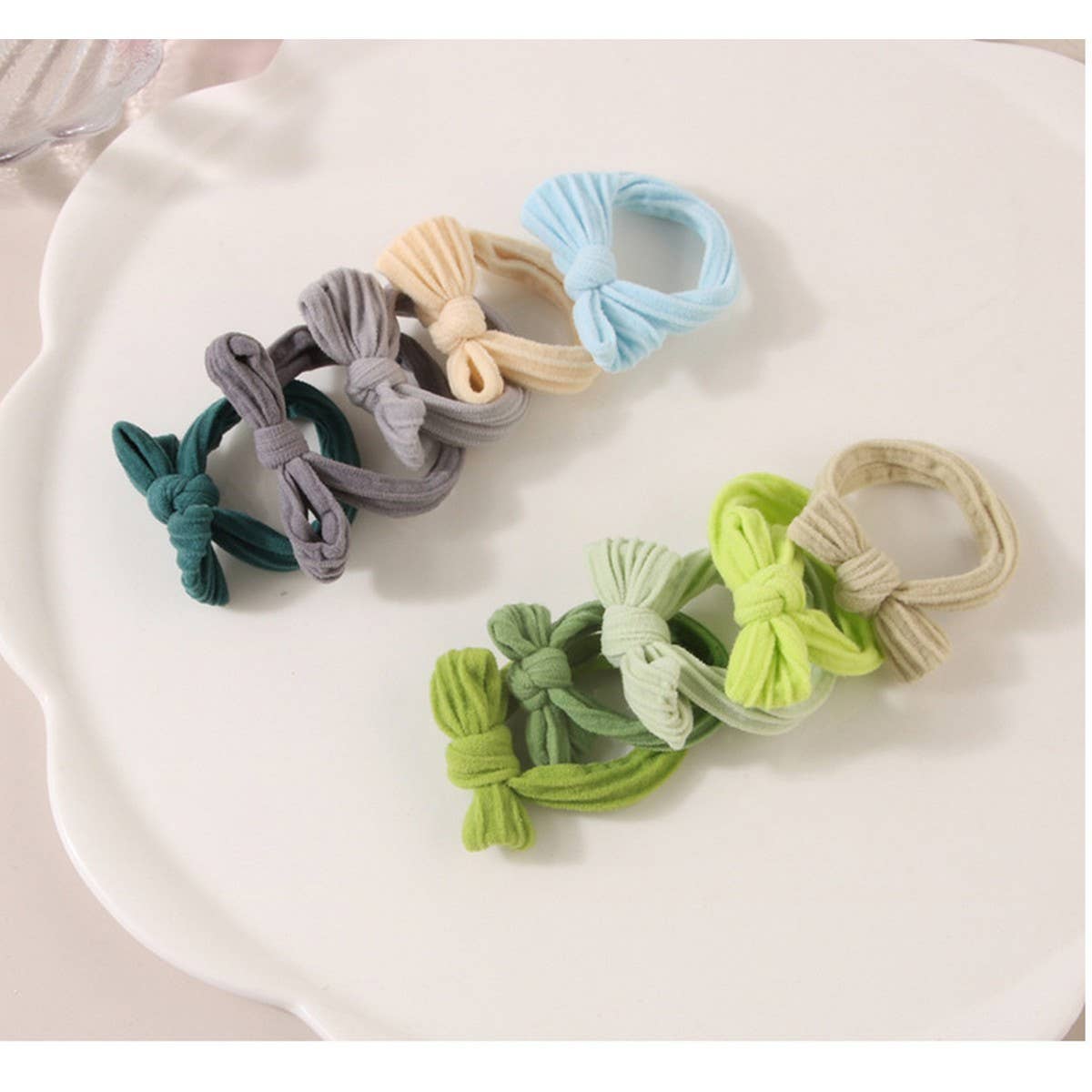 CWAHA1384_BOW HIGH STRETCH HAIR TIE ,5 PACK SET