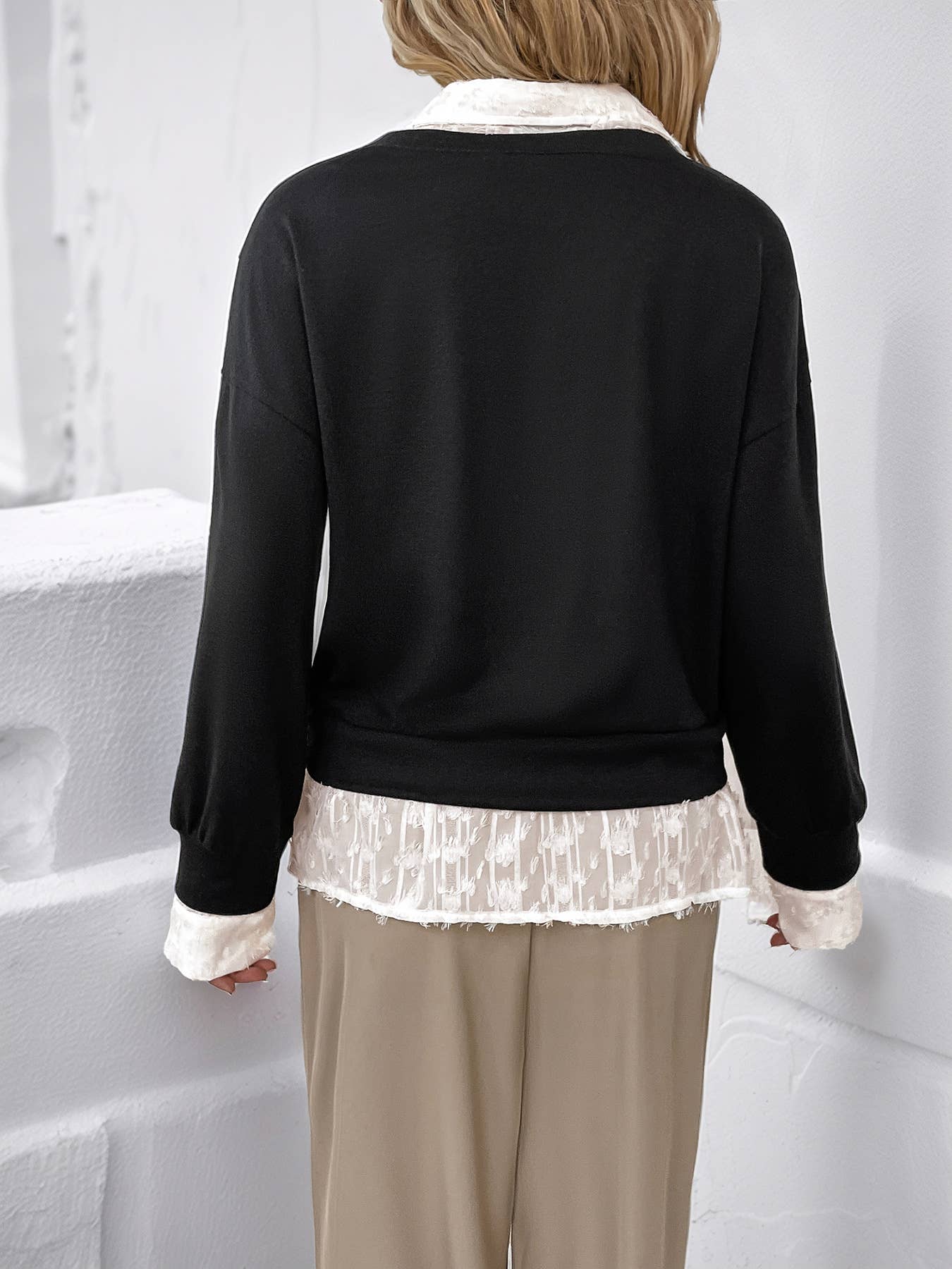 CASUAL TOP LAPEL PATCHWORK FAKE TWO HOODIES