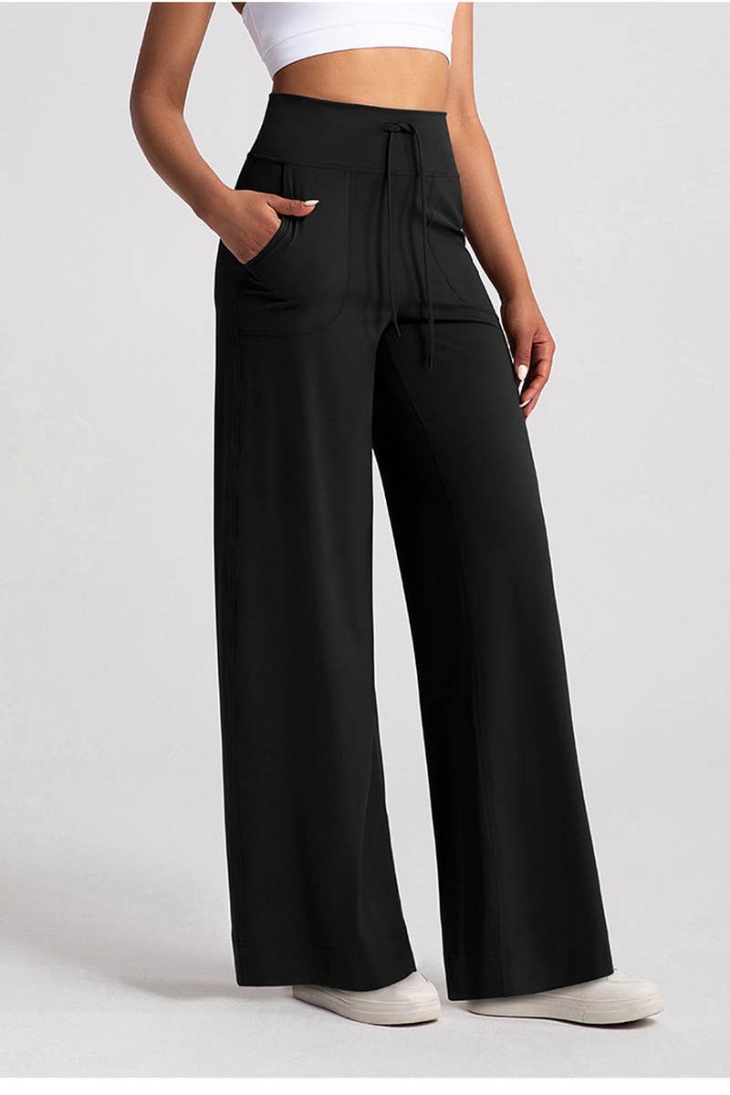 CWBLP1510_LOOSE STRAIGHT DRAWSTRING SPORTS YOGA PANTS