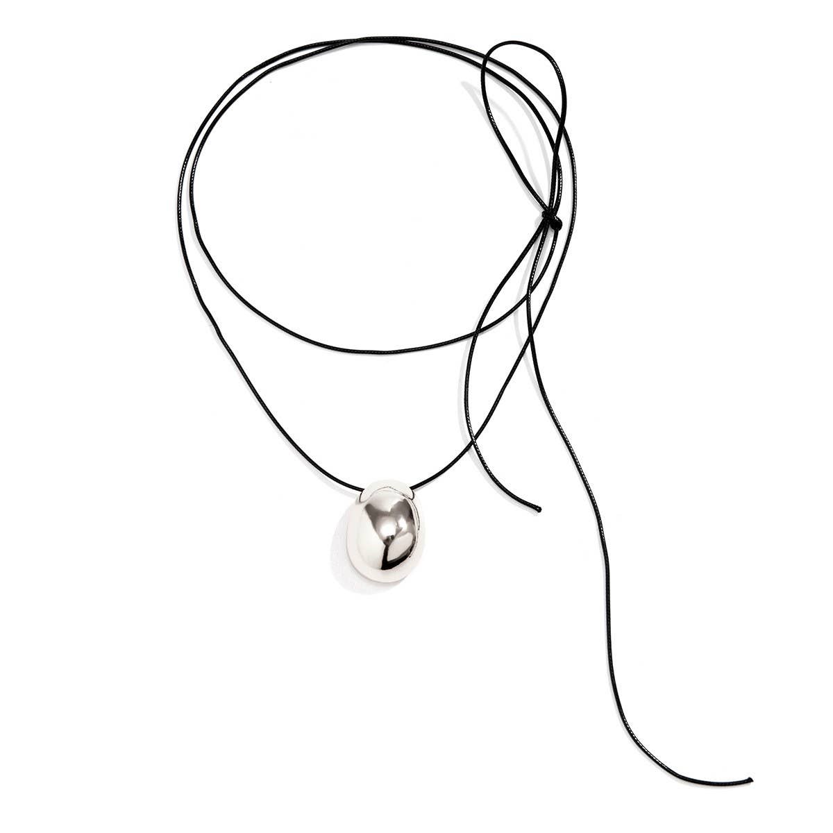 DRAWN WAX THREAD NECKLACE WITH PENDANT