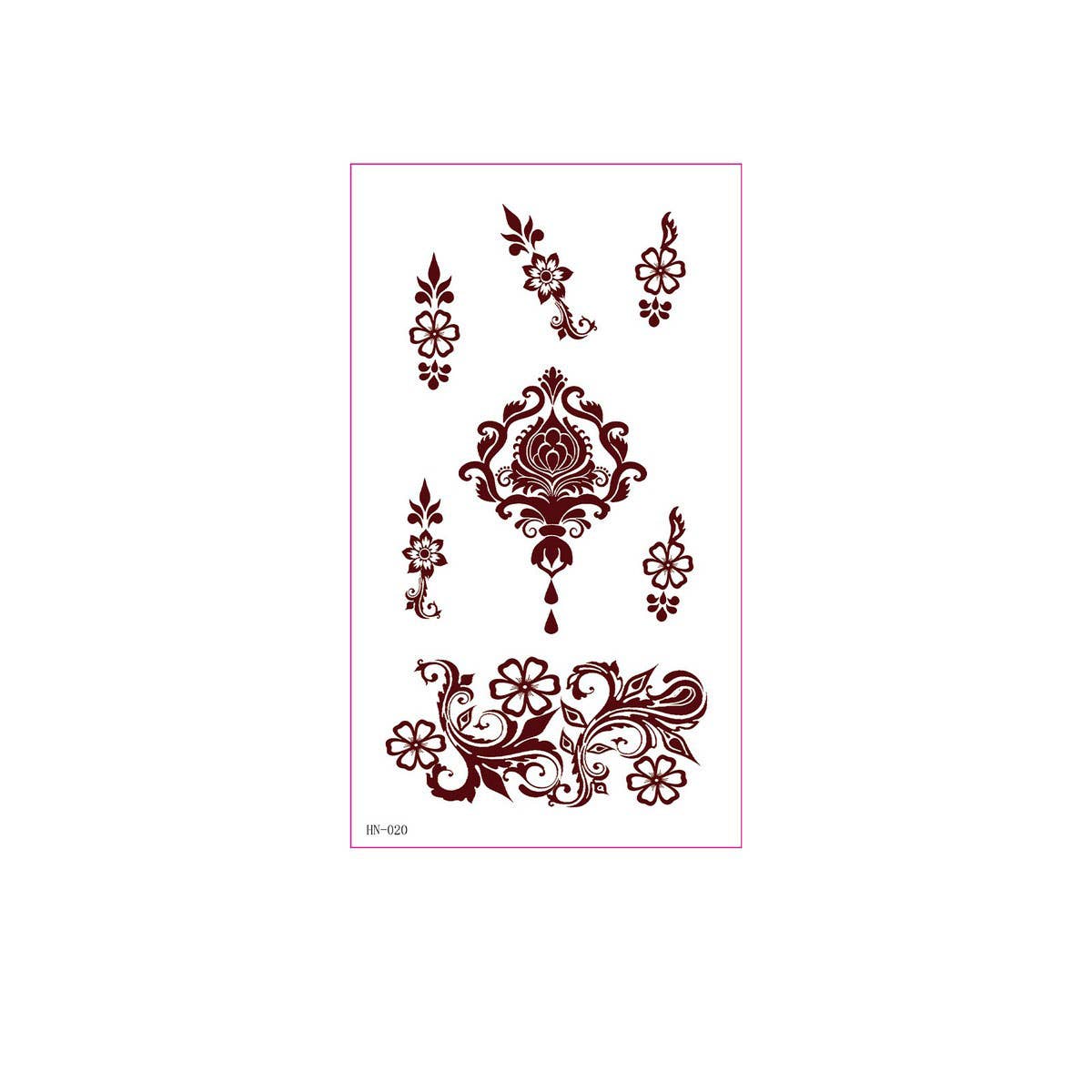 Brown Red Henna Style Tattoo Stickers Waterproof_CWMM8344