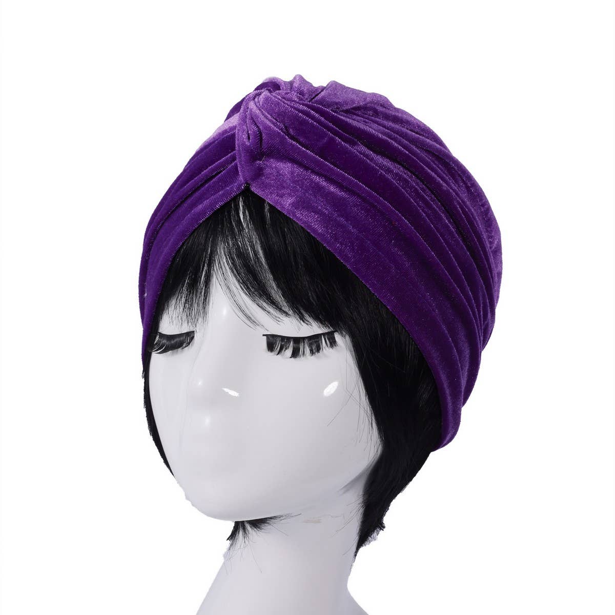 NEW VELVET ELASTIC PLEATED ETHNIC HEADSCARF_CWASC2460