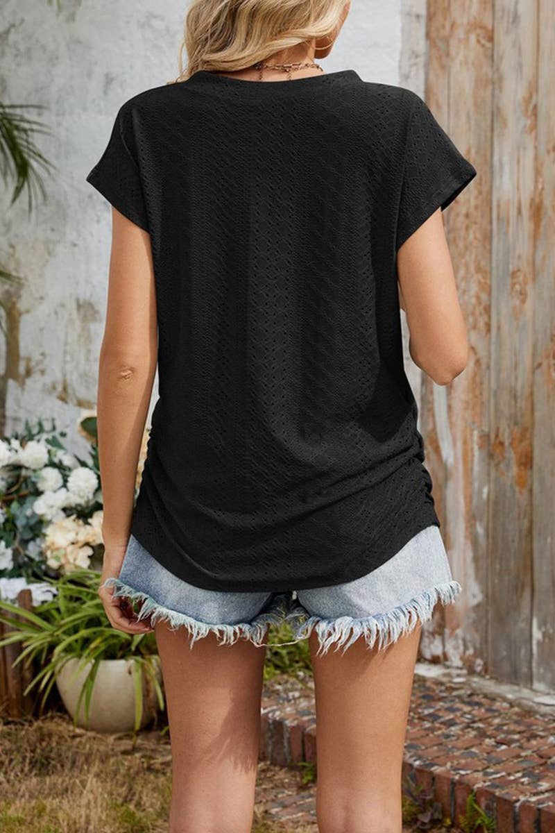 CWTTS1328_SUMMER SOLID COLOR V-NECK SHORT-SLEEVED T-SHIRT