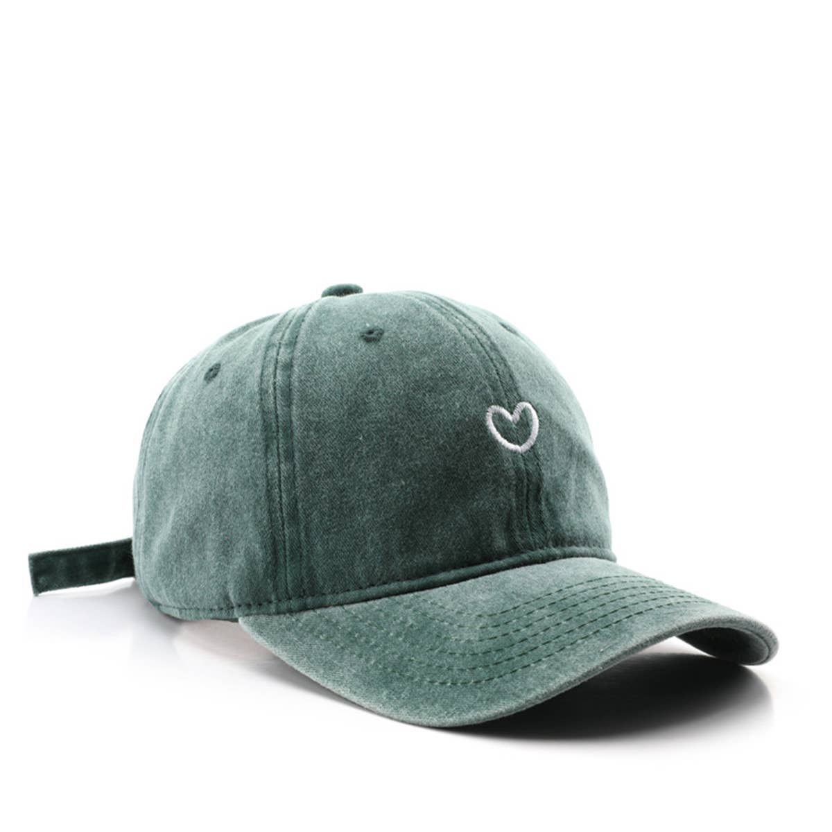 Vintage Washed Distressed Heart Embroidery Cap_CWAH1279