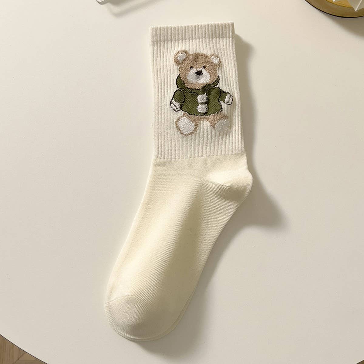 CUTE CARTOON BEAR WOMEN'S MID-LENGTH SOCKS