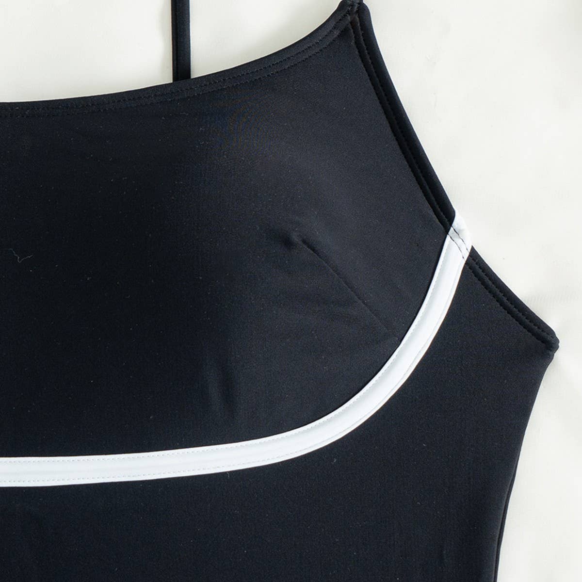 WOMEN'S SOLID COLOR SPLICING ONE-PIECE SWIMSUIT