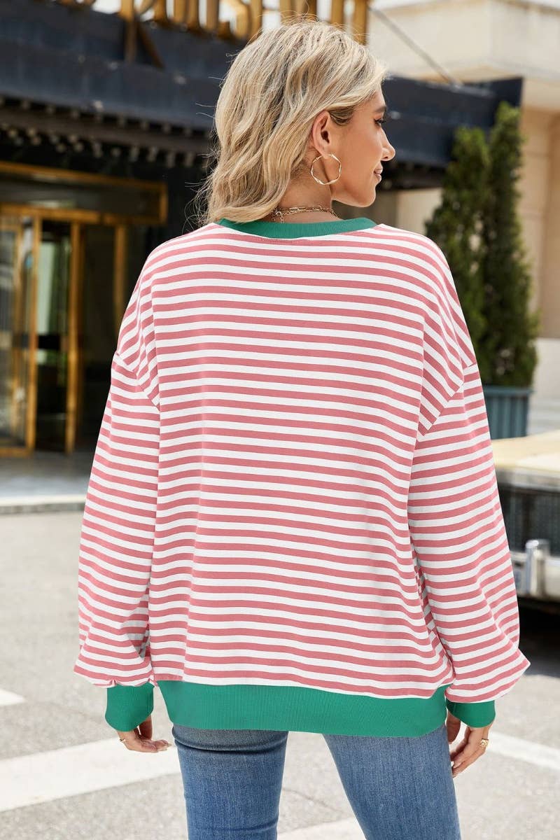 CWTBLL1888_FALL CREW-NECK STRIPED LONG-SLEEVED TOP