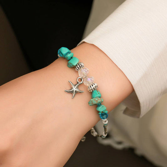 CWAJE2514_BOHEMIAN SHELL STARFISH HOLIDAY BEADED BRACELET