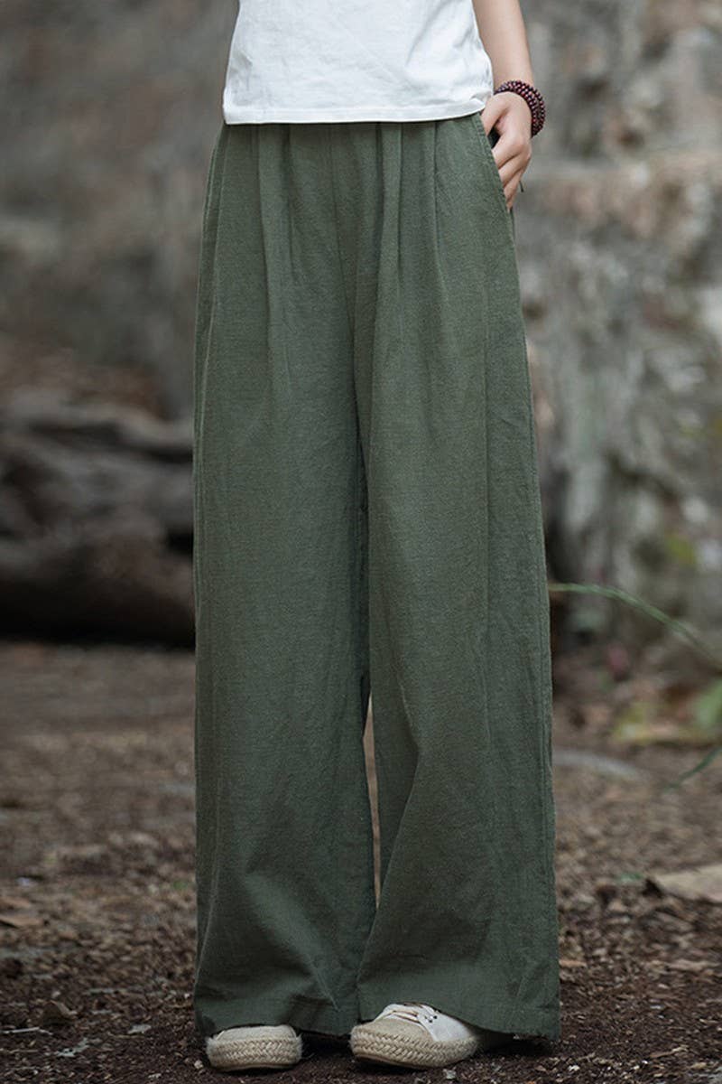 CWBLP1377_COTTON AND LINEN SAND-WASHED WIDE-LEG TROUSERS