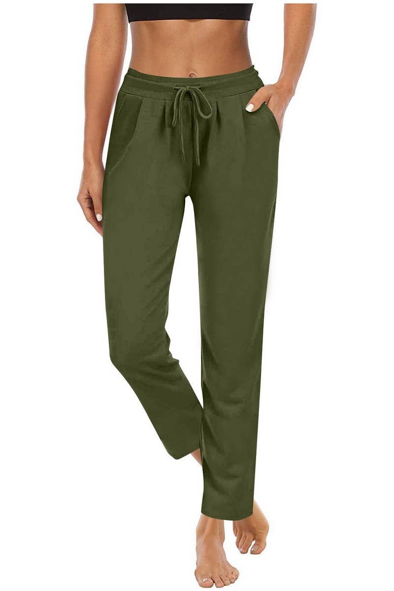 CWBLP2085_HIGH WAIST DRAWSTRING SLIM FIT CASUAL PANTS