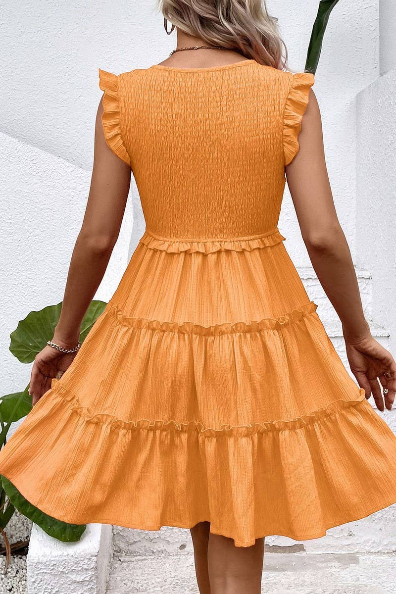 CWDSD7535_SUMMER V-NECK SLIM SLEEVELESS DRESS