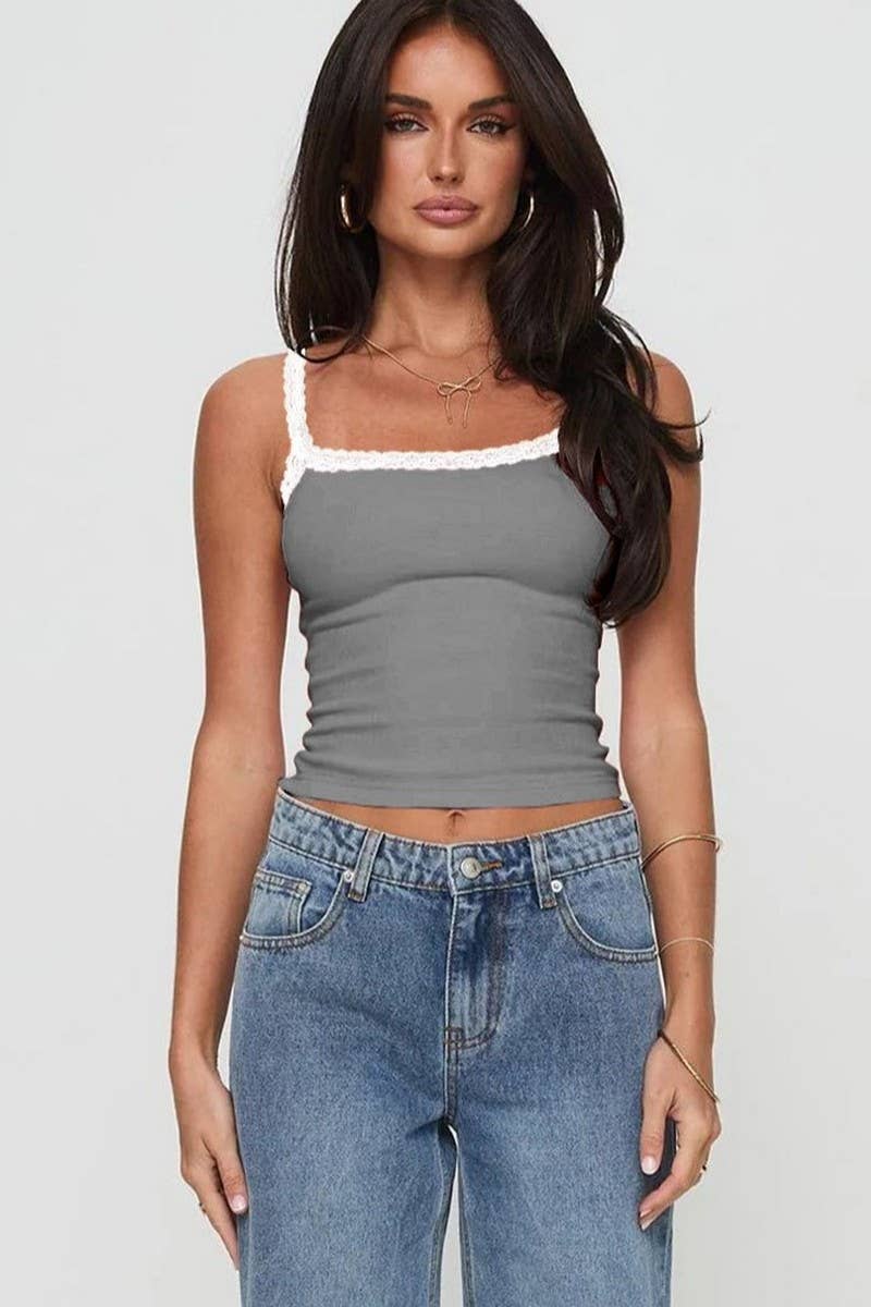 CWTTK0801_SOLID COLOR SLIM LACE CAMISOLE