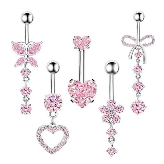 Zircon Navel Ring – Steel & Copper Belly Piercing_CWMM9175