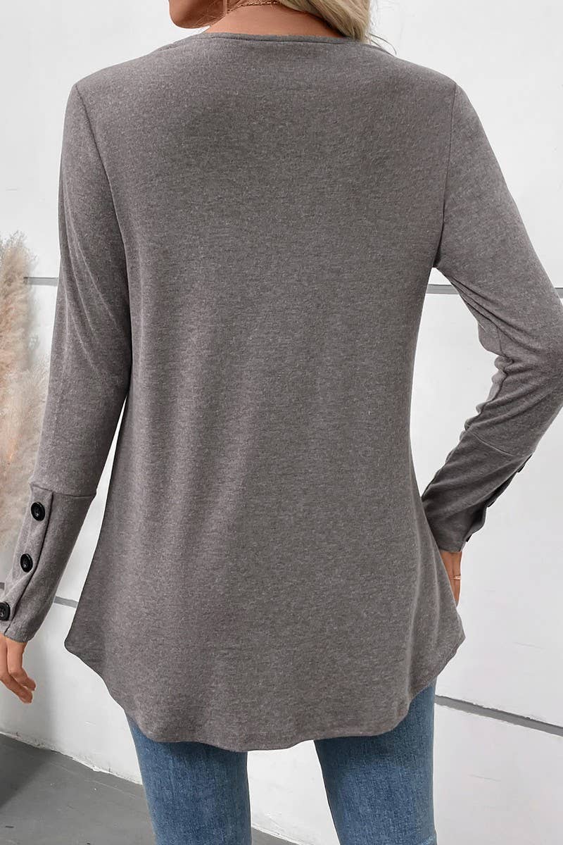 CWTBLL3735_AUTUMN CASUAL MID-LENGTH V-NECK T-SHIRT
