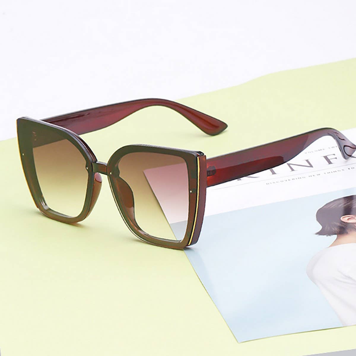 FASHION LARGE FRAME SUNGLASSES CAT EYE SUNGLASSES_CWASG0586