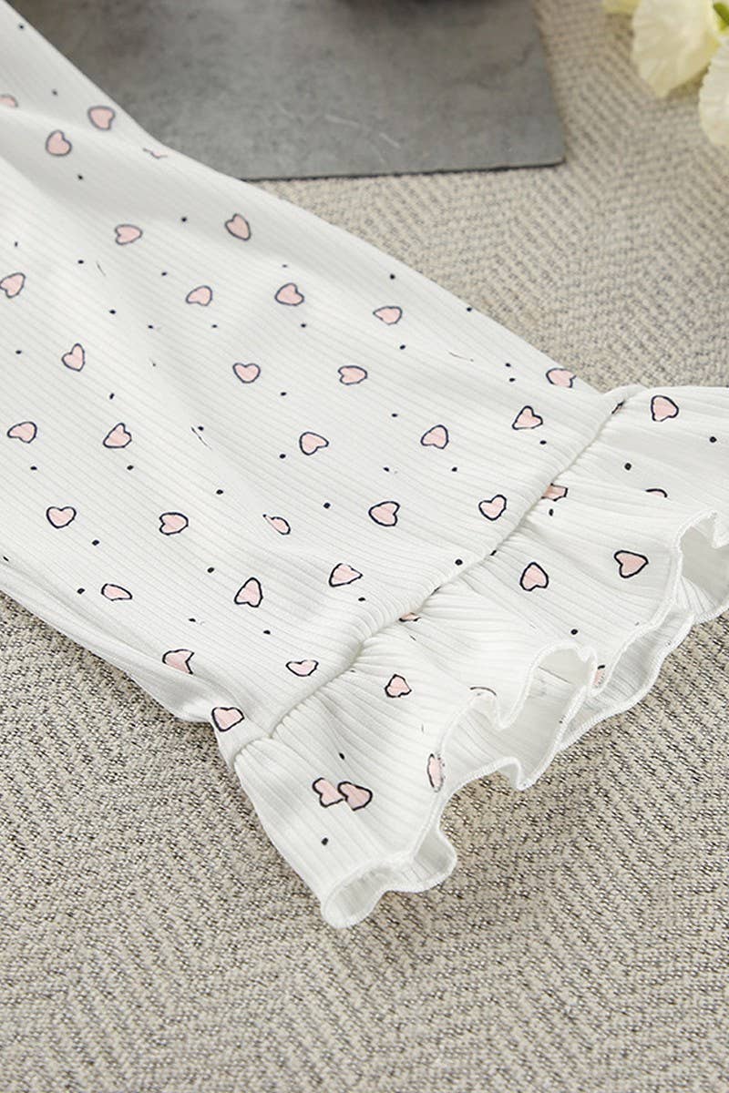 CWSPJ0396_HEART PRINT CARDIGAN LACE-UP NIGHTGOWN