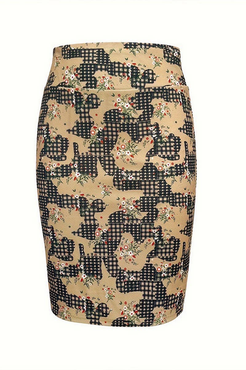 CWBMS0423_EARLY SPRING ELEGANT PRINTED BACK SLIT SKIRT