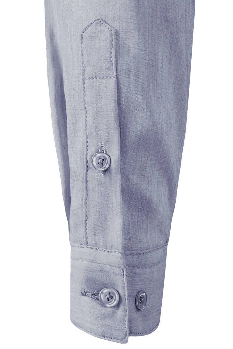 CWTSTS116_Basic Slim Fit Simple 3/4 Sleeve Button Down Shirt