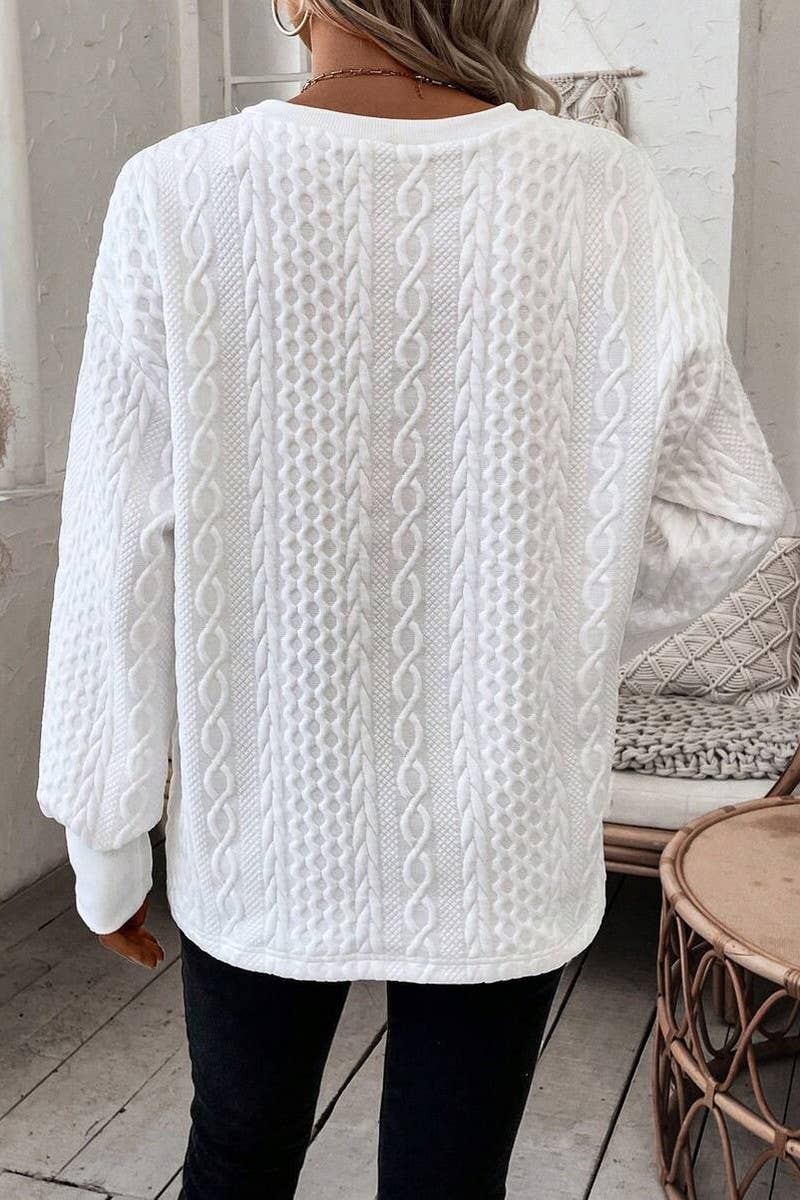 CWOSWS00160_V-NECK SOLID COLOR KNITTED LONG-SLEEVED TOP