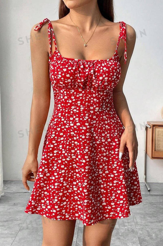 CWDSD8304_SUMMER FLORAL PRINT SPAGHETTI STRAP DRESS