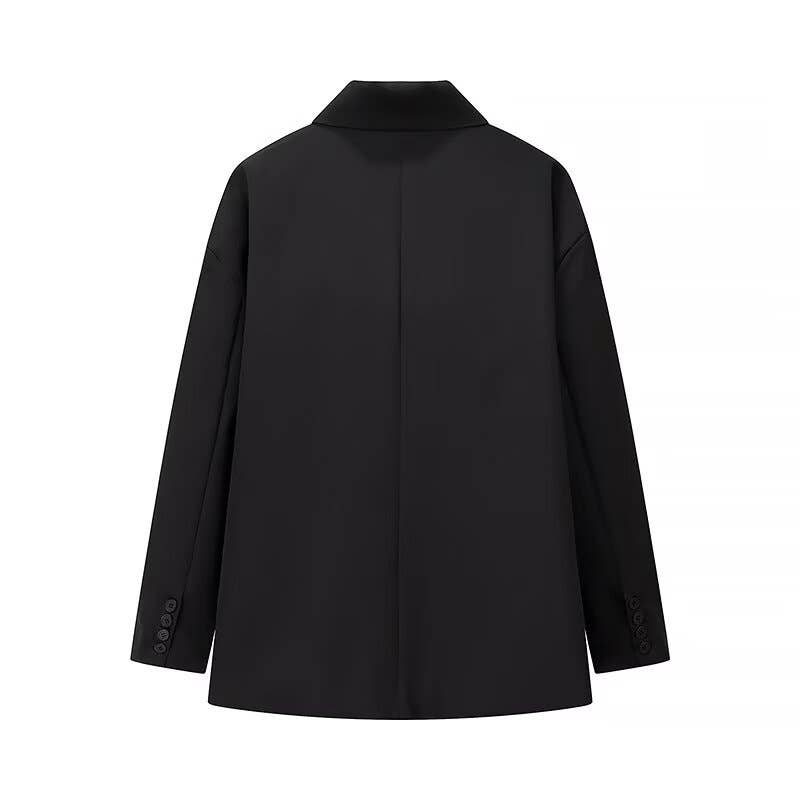 Double-breasted side-slit casual suit jacket