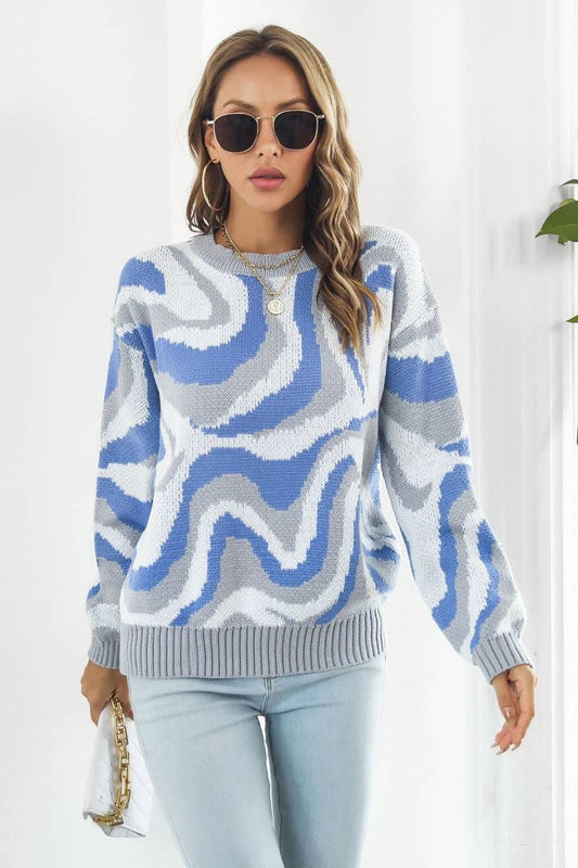 CWOSWL6412_TIE-DYE JACQUARD LONG-SLEEVED SWEATER