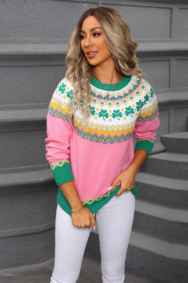 CWOSWL07574_PERSONALIZED JACQUARD CHRISTMAS PULLOVER SWEATER