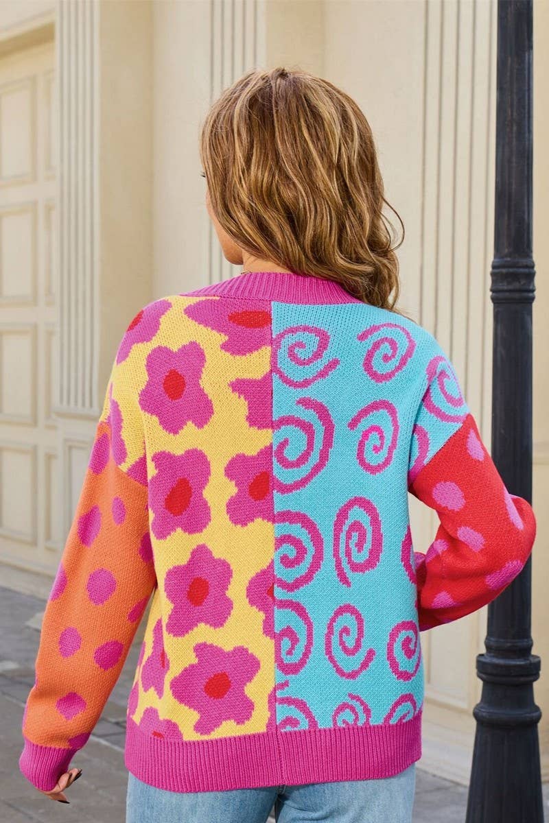 CWOCAL00804_HEAVY COLOR CASUAL KNIT CARDIGAN