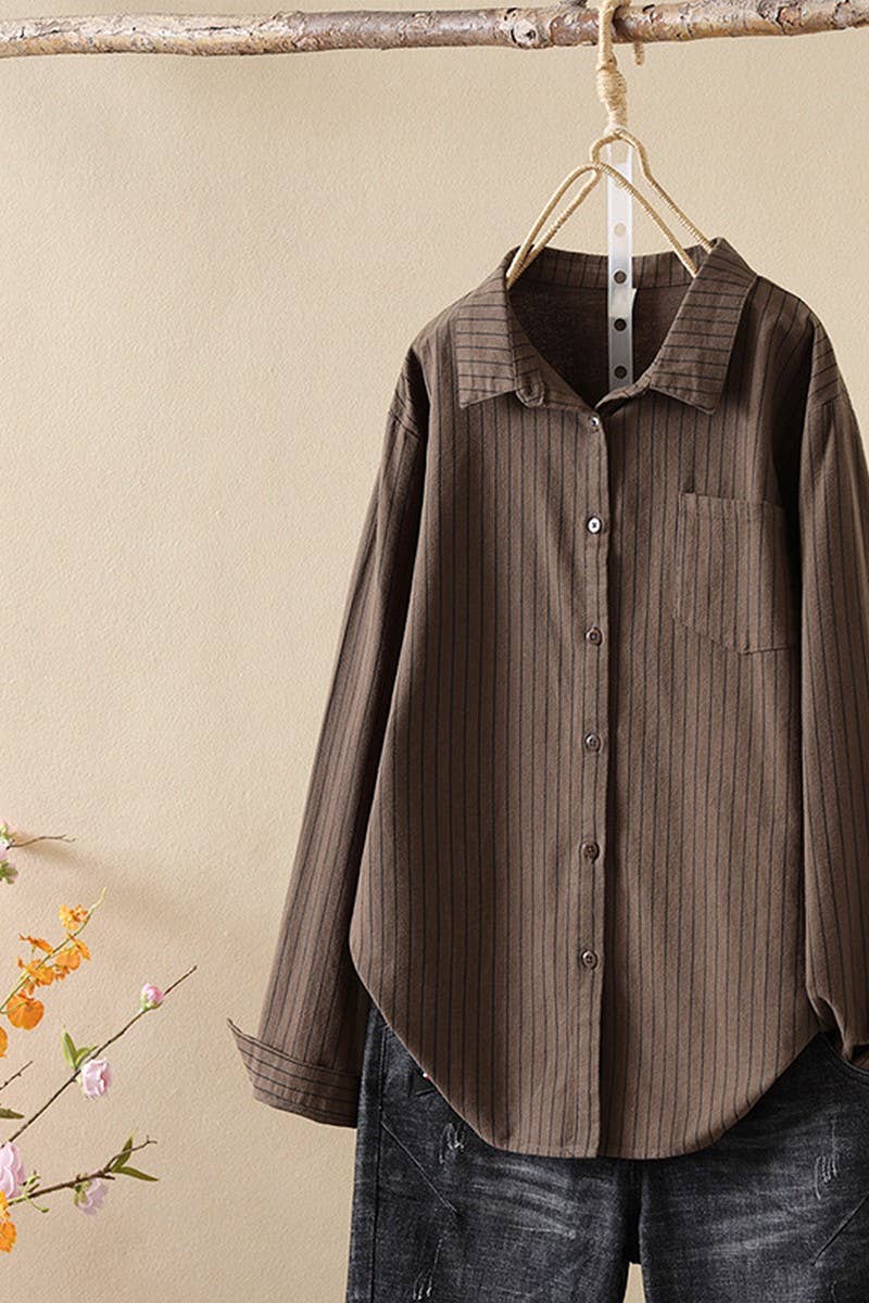 CWTSTL2248_LOOSE CASUAL STRIPED LONG SLEEVE SHIRT TOP