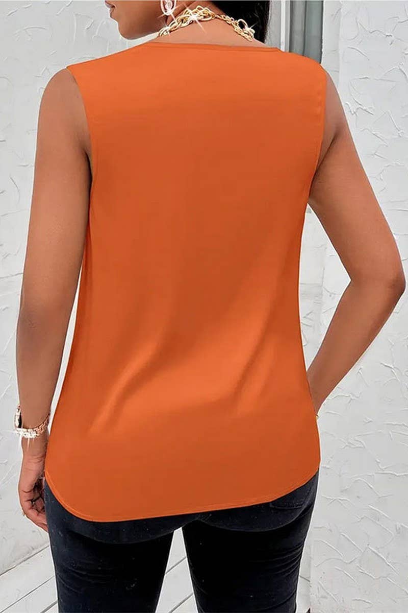 CWTTSL0335_SUMMER SEXY COLLAR COMMUTER SLEEVELESS T-SHIRT