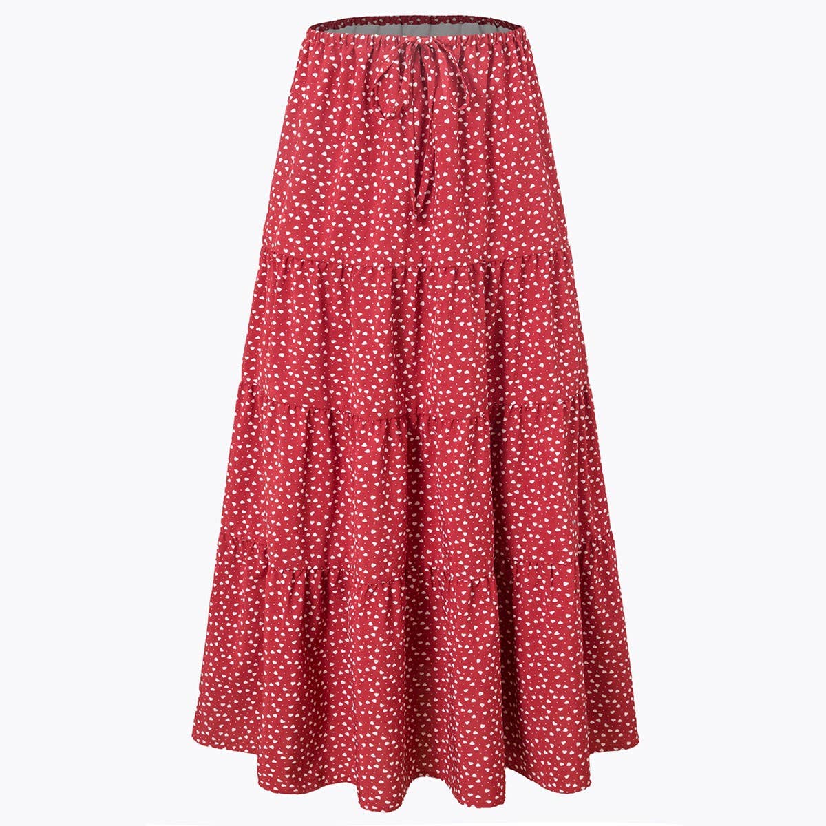 COTTON SKIRT HIGH WAIST ELASTIC TIE LONG SKIRT_CWAB4806