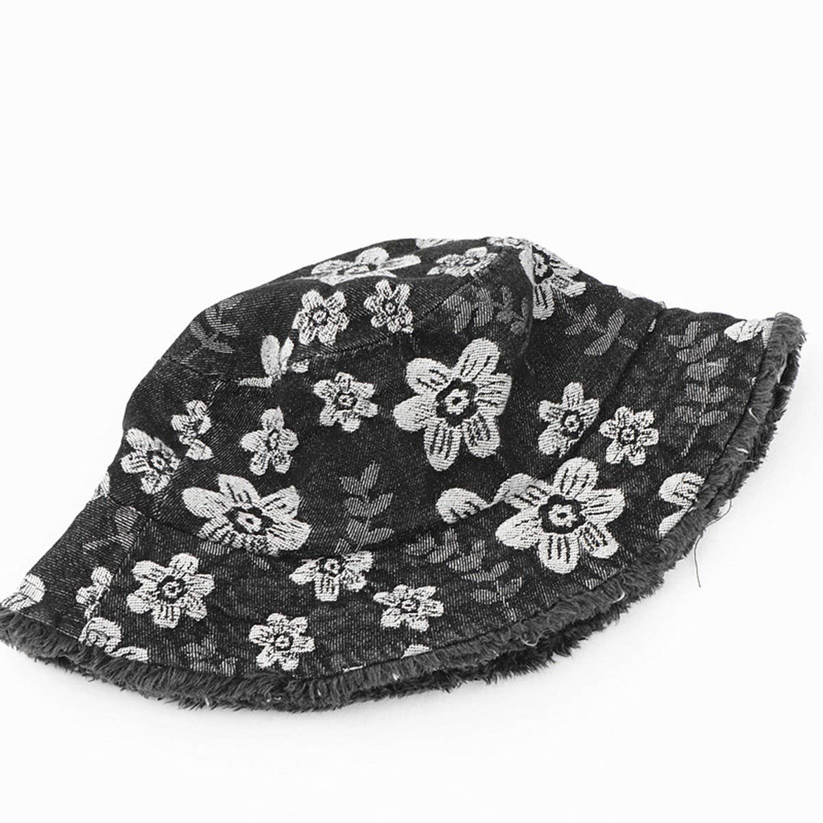 CWAH1509_VINTAGE FLORAL DESIGN DENIM  BUCKET HAT