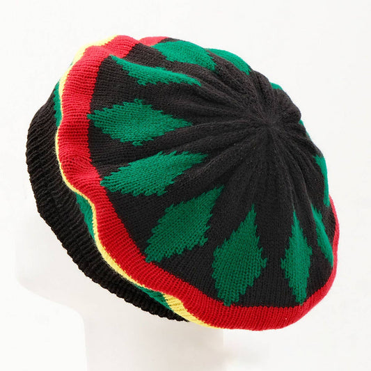 CWAH04357_WOMEN RAINBOW STRIPED KNIT BERET HAT