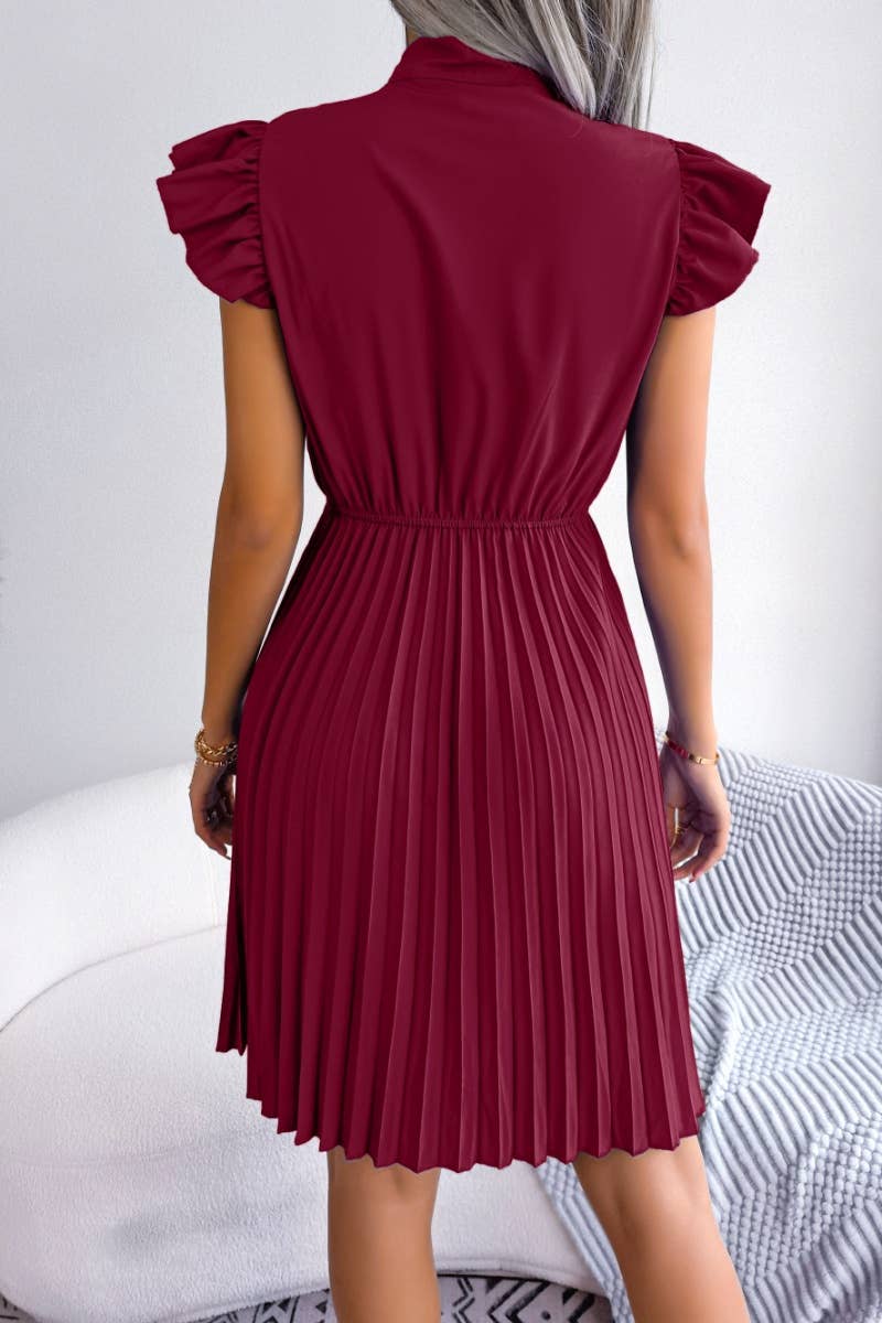 CWDSD4654_SUMMER BOW WAIST DROP PLEATED DRESS SHORT