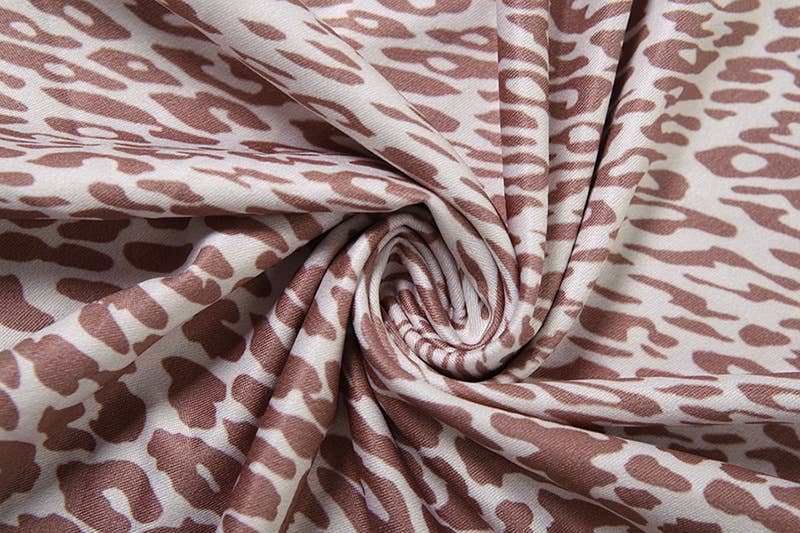 Cinched-neck off-the-shoulder leopard print dress