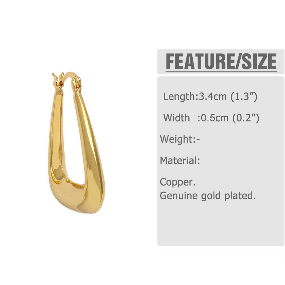 U SHAPED MINIMALIST GOLD PLATED EARRINGS