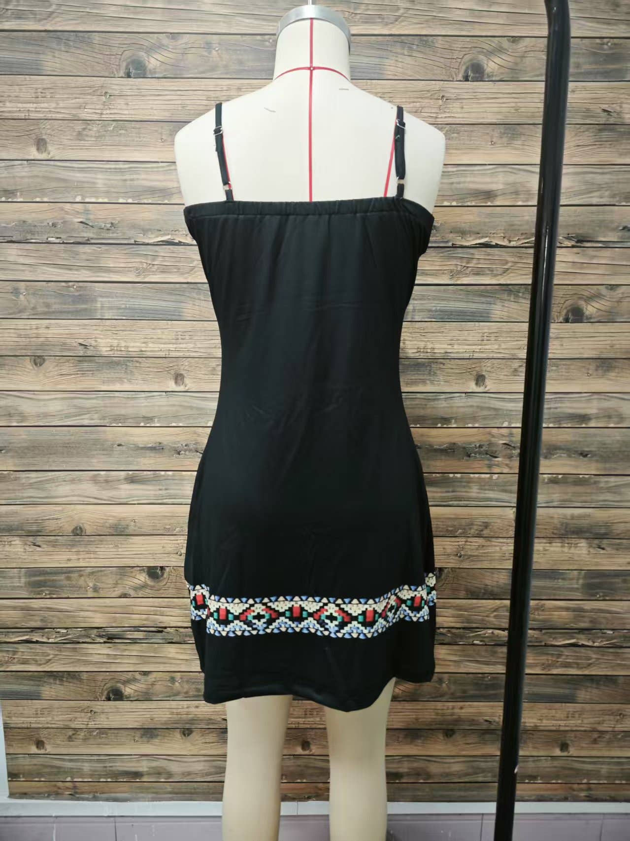 Fashionable ethnic printed sexy lace halter dress