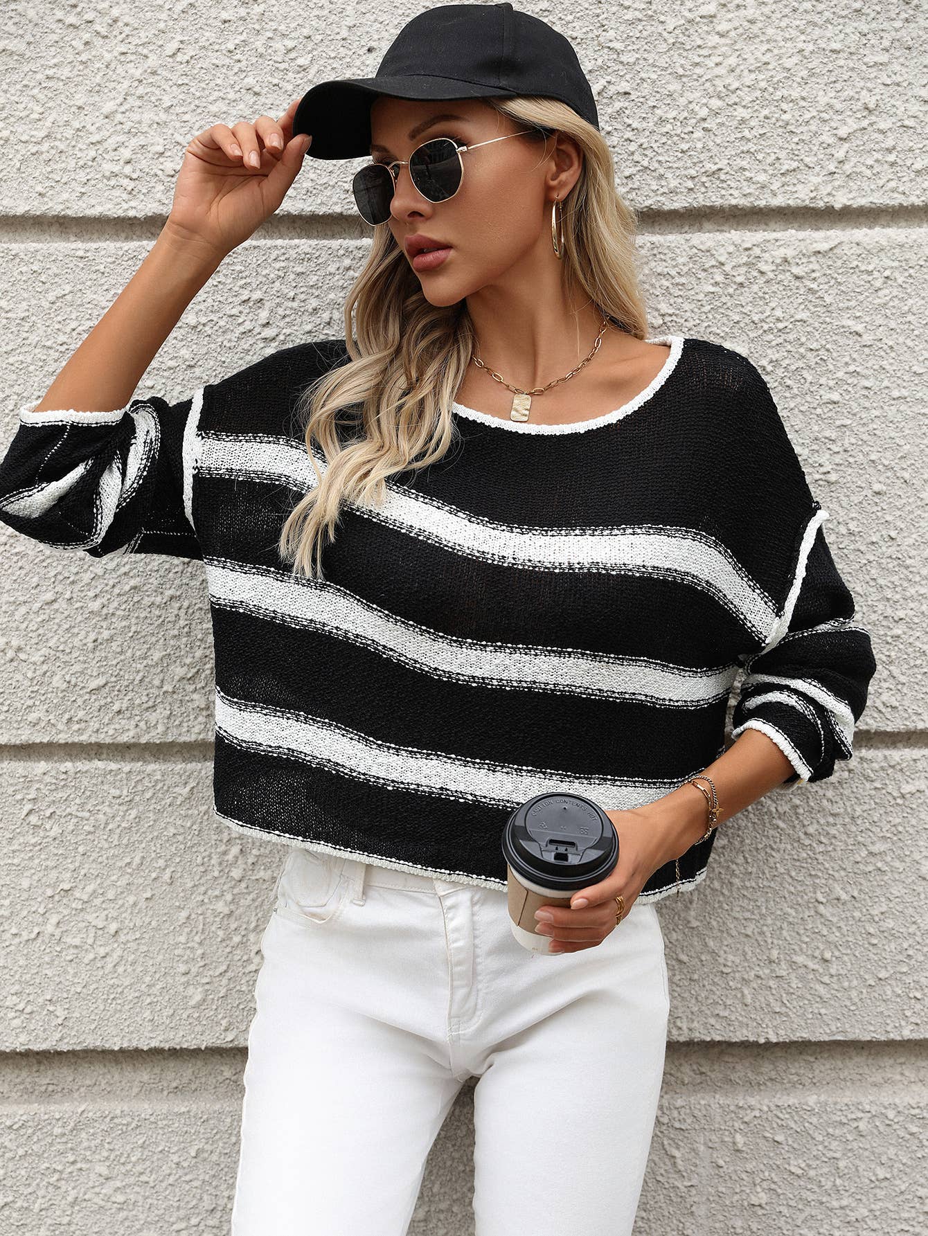 CREW-NECK MATCHING STRIPED SWEATER SWEATER