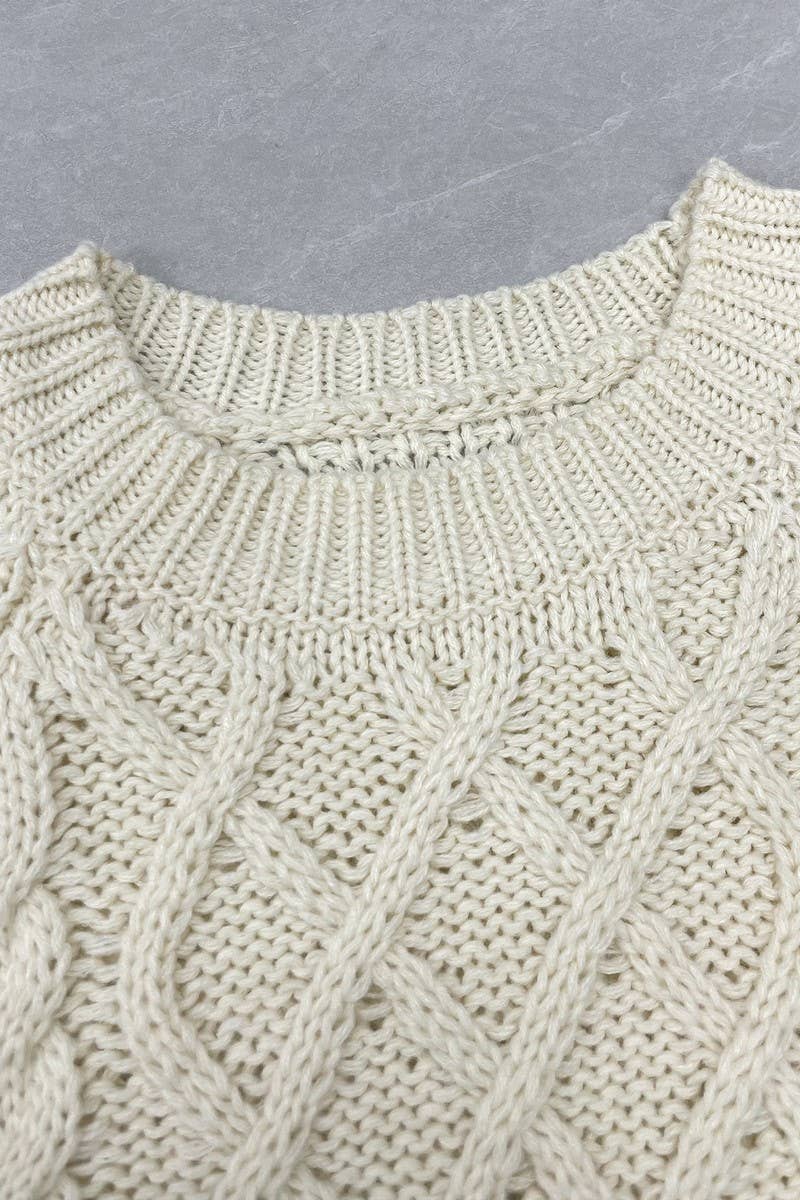 CWOSWL07630_SOLID ROUND NECK LOOSE MIDI KNIT SWEATER