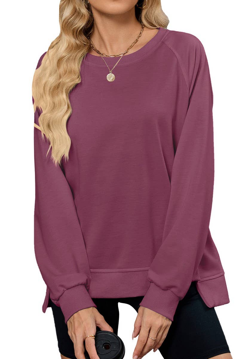 CWTBLL4018_SOLID RIBBED CREW NECK LONG SLEEVE SWEATSHIRT