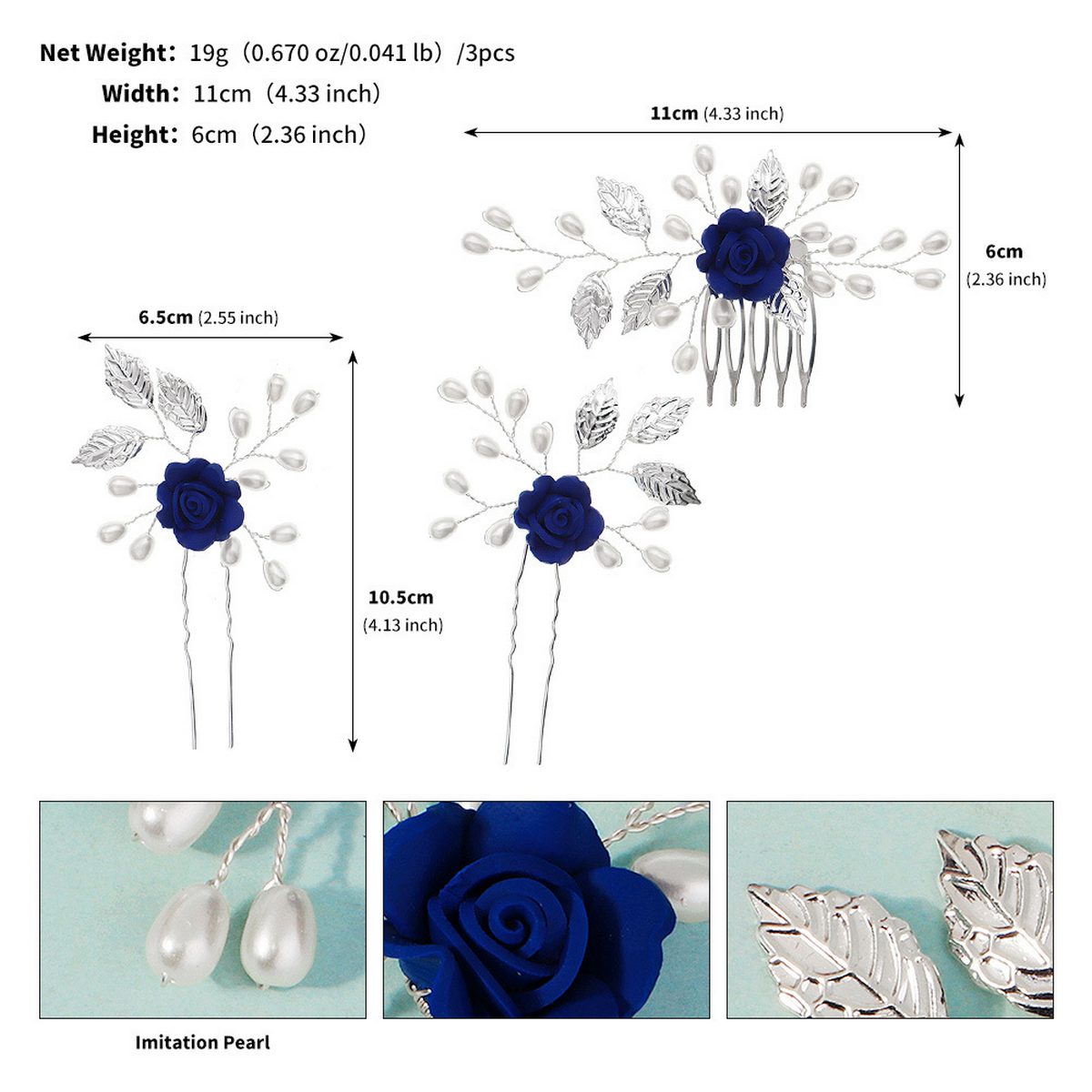 Handmade Hair Pin Set - Vintage Pearl Flower Comb
