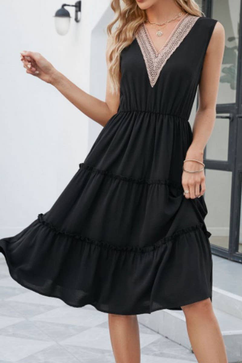 CWDMD5452_SLEEVELESS V-NECK LACE TRIM A-LINE MAXI DRESS