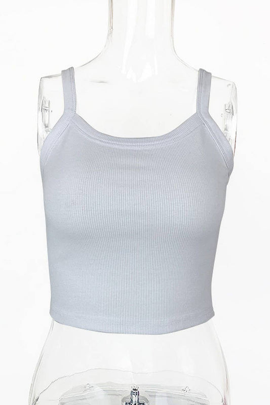 CWOV0673_SHORT NAVEL-BARING SLIM FIT U-NECK CAMISOLE