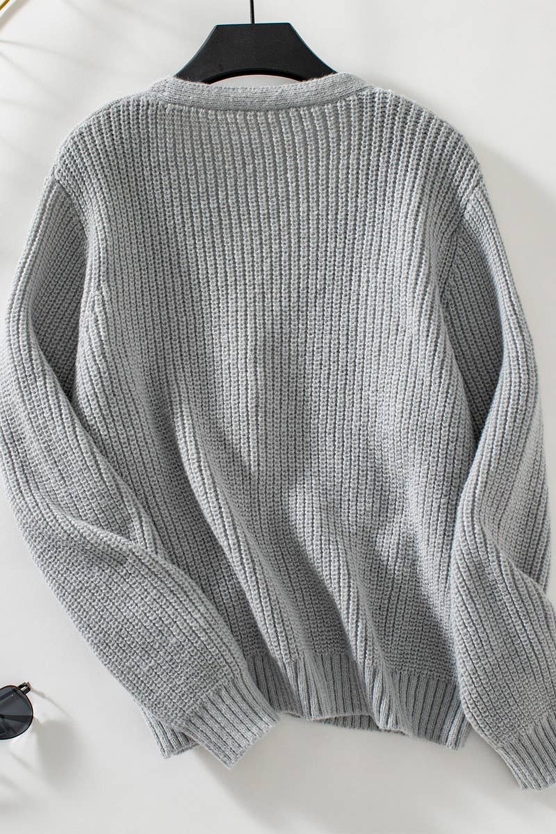 CWOCAL0839_VINTAGE SINGLE BREASTED CABLE KNIT CARDIGAN