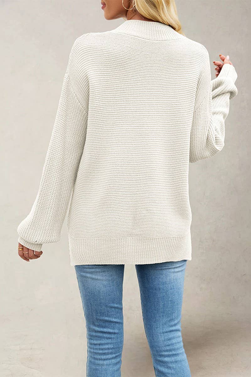 CWOSWL7022_SOLID COLOR HALF TURTLENECK PULLOVER SWEATER